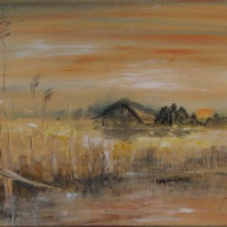 Die Scheune am Feldrand  Acryl 2006 100x50