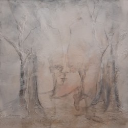 Die Sonne trifft den Mond  2018  Acryl  100x100