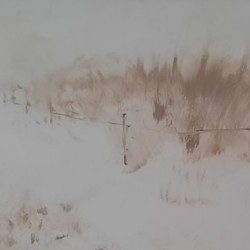 Haus hinter dem Deich  2013  Acryl  50x100