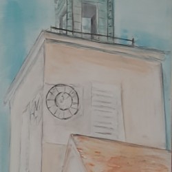 Kirchturm in Kirchm  ser West  2015  Acryl  100x50