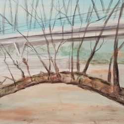 Seegartenbr  cke  2015  Acryl  50x100